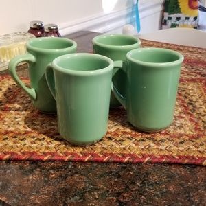 Set of 4 Jade Green Diner Coffee Mugs NWOT